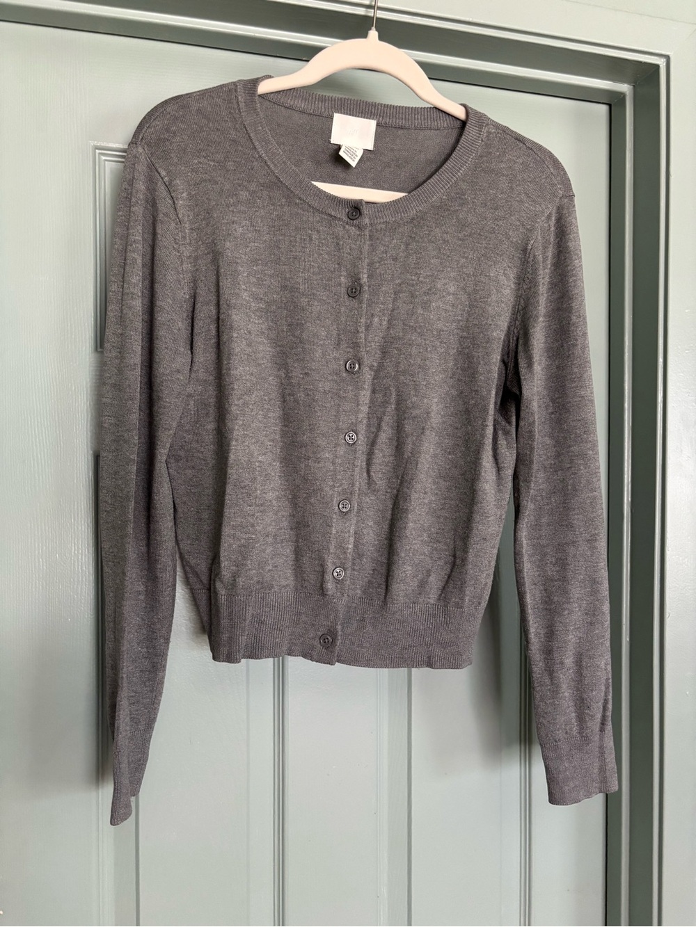 H&M Fine Knit Classic Women's Gray Button-Up Cardigan Sweater Size M